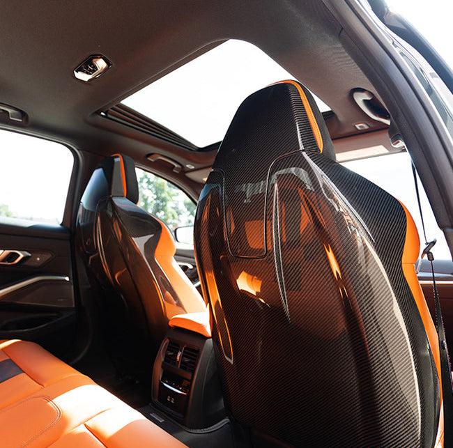 BMW M2/M3/M4/X3M/X4M G80/G81/G82/G83/G87/F97/F98 DRY CARBON FIBER FULL SEAT BACK COVERS-DARKTRACE DESIGN-DARKTRACE DESIGN
